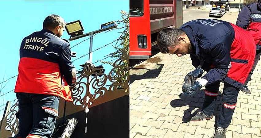 MAHSUR KALAN KARGAYI İTFAİYECİLER KURTARDI