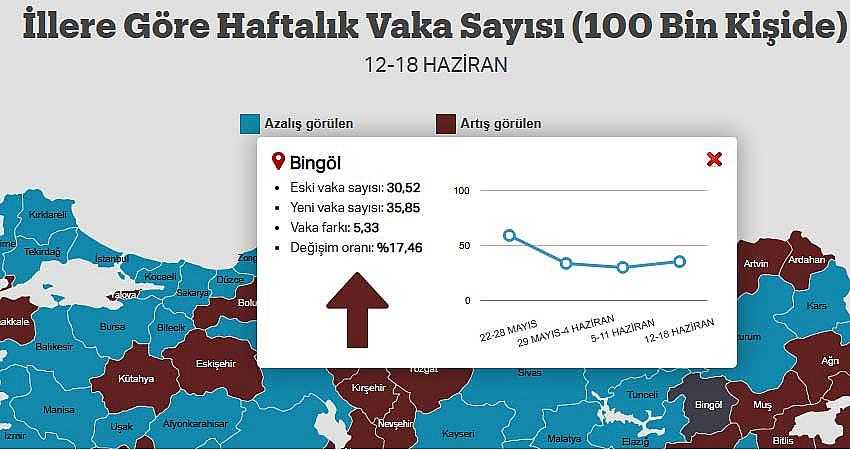29 İLDE VAKA SAYISI ARTTI, BİRİ BİNGÖL